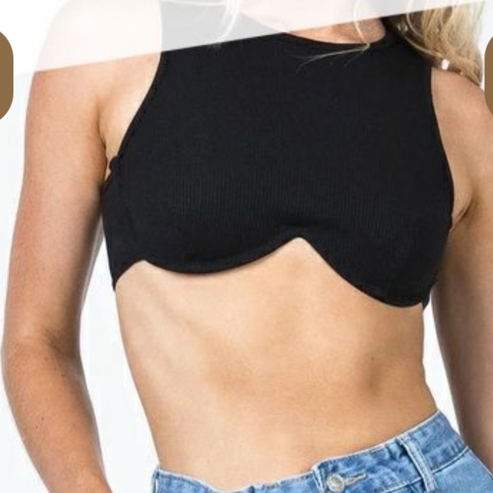 Princess Polly Ayana Ribbed Black Crop Top